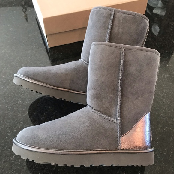 Shine Grey Uggs Metallic Gray Boots 